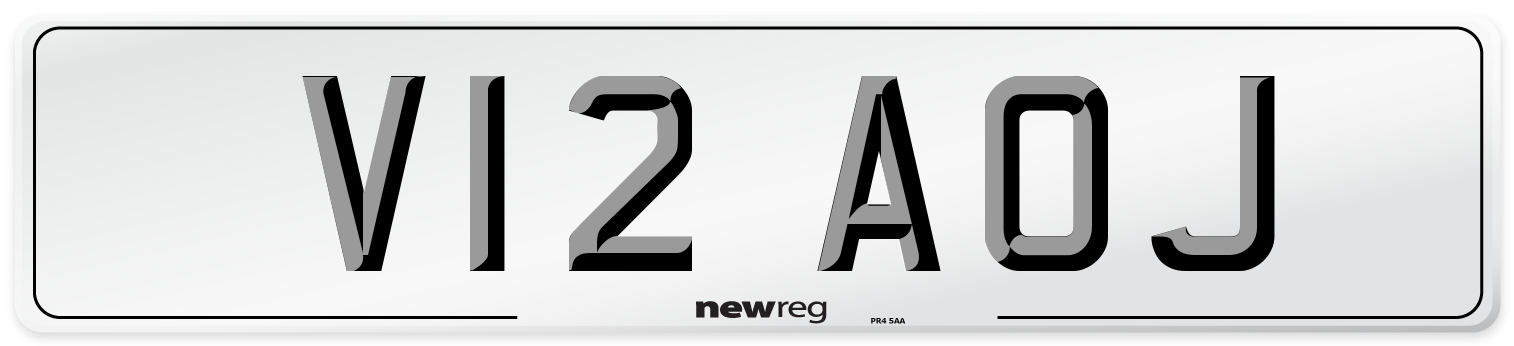 V12 AOJ Number Plate from New Reg